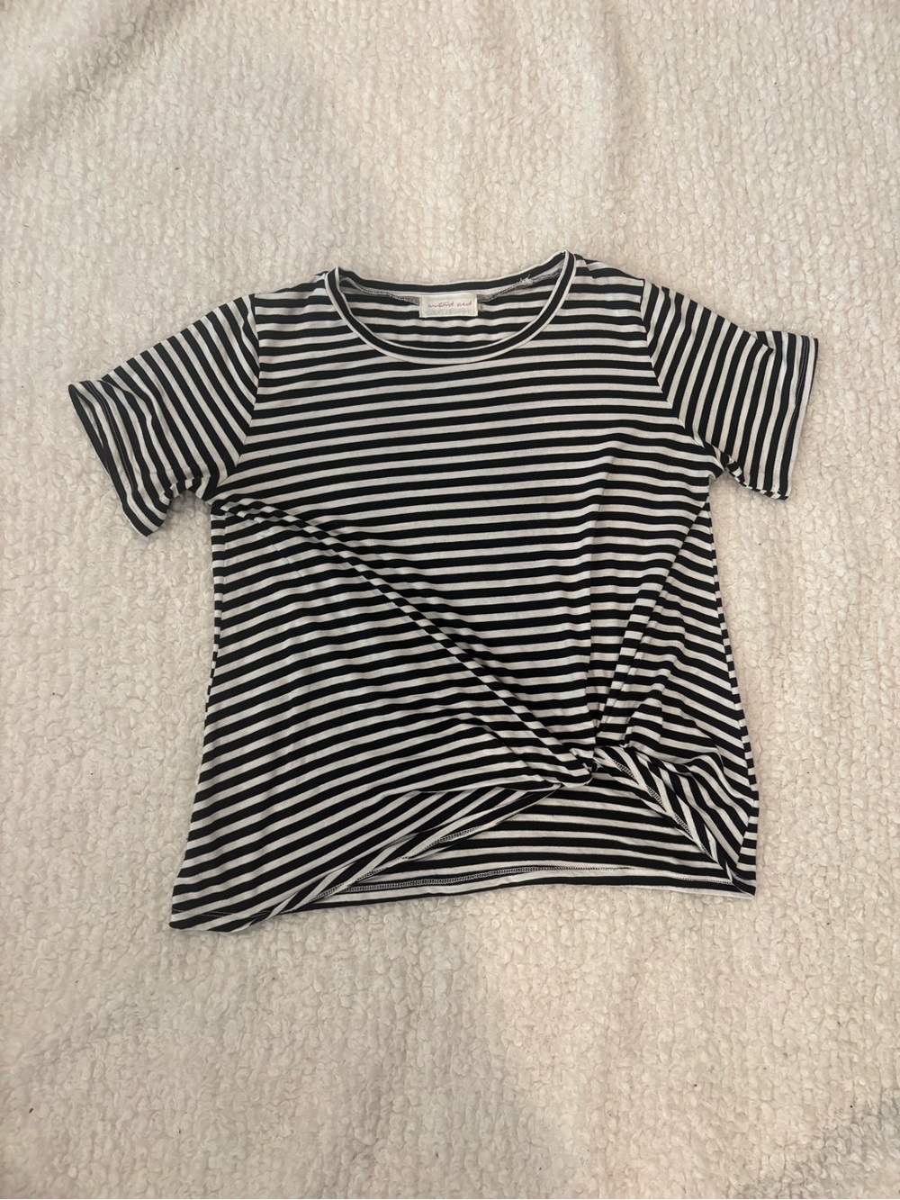 Mustard Seed Black and White Striped Knot Front Tee size Small